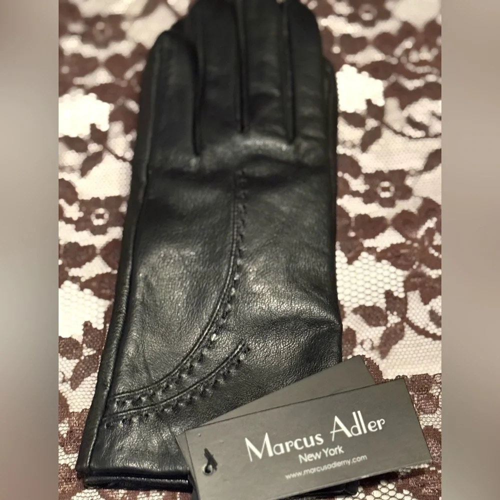Marcus Adler Black Genuine Leather Gloves Size L
